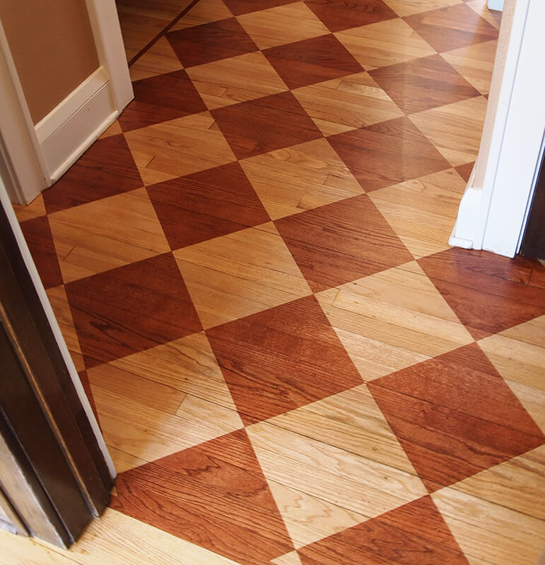 Wood floor stain pattern