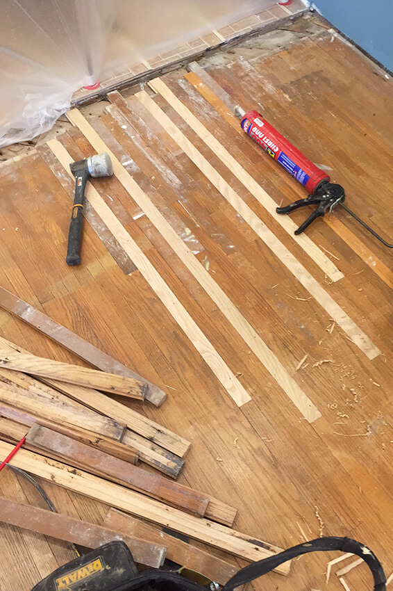 Staining stair treads