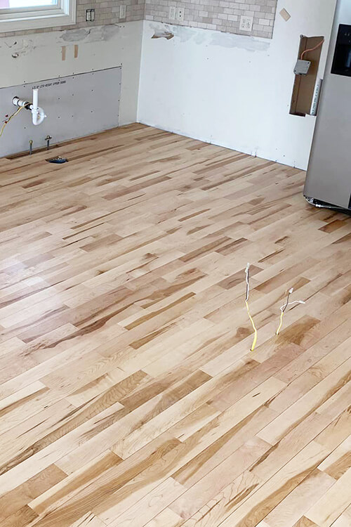 New Maple floor in kitchen