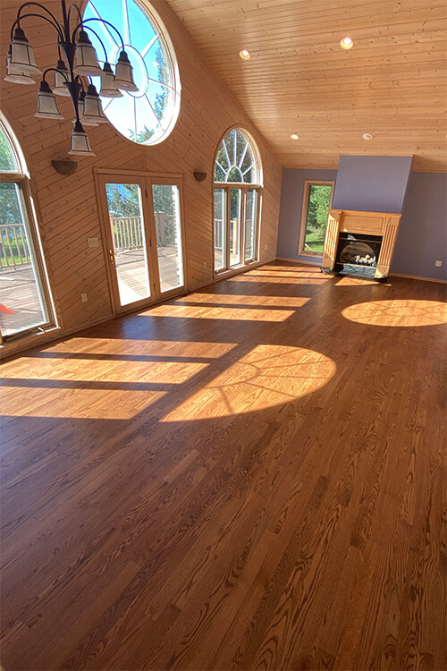 Stained oak flooring