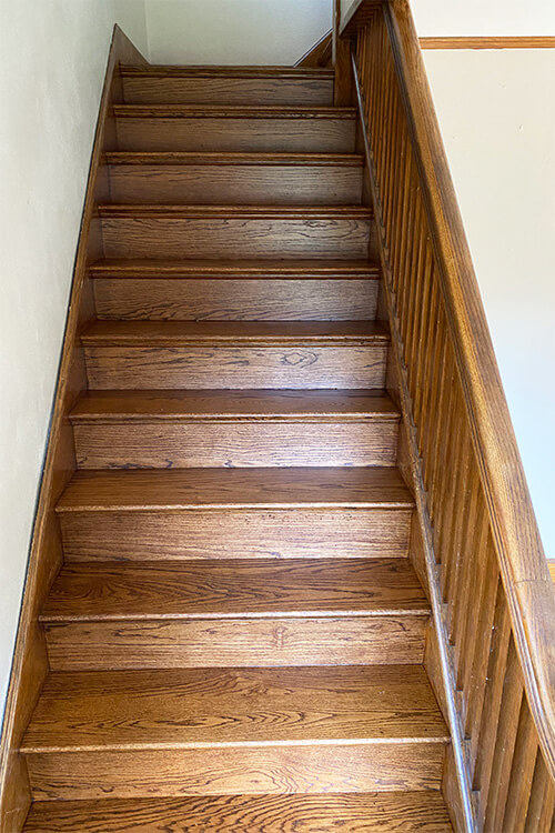 Stained and refinished staircase