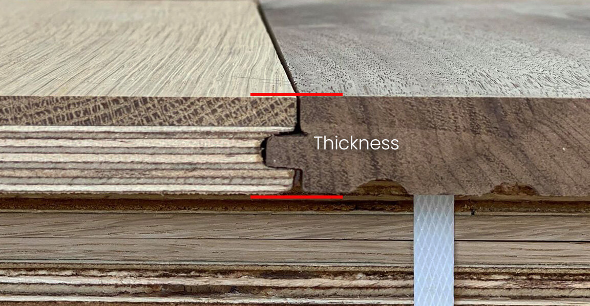Wood floor thickness